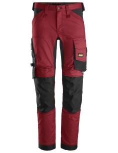 6341 Pantalones largos de trabajo elasticos AllroundWork Slim Fit color rojo/ negro