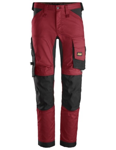 6341 Pantalones largos de trabajo elasticos AllroundWork Slim Fit color rojo/ negro