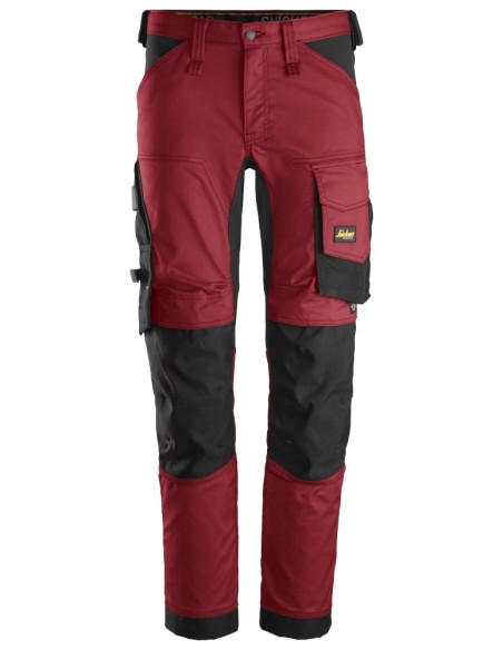 6341 Pantalones largos de trabajo elasticos AllroundWork Slim Fit color rojo/ negro
