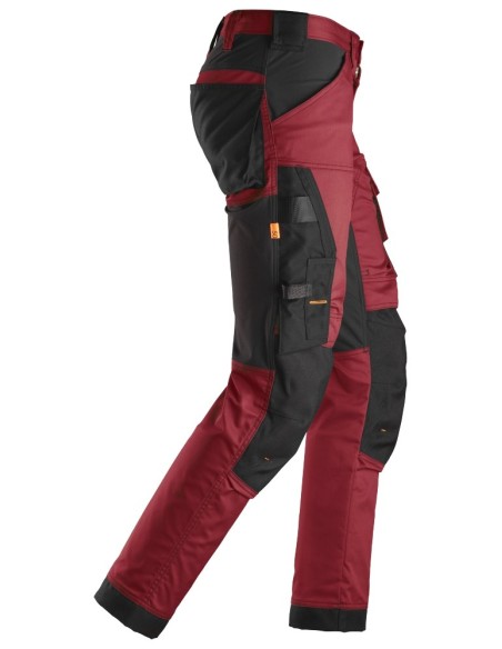 6341 Pantalones largos de trabajo elasticos AllroundWork Slim Fit color rojo/ negro