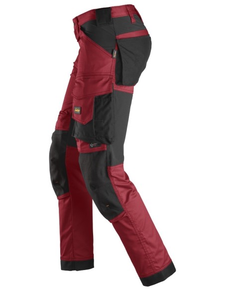 6341 Pantalones largos de trabajo elasticos AllroundWork Slim Fit color rojo/ negro