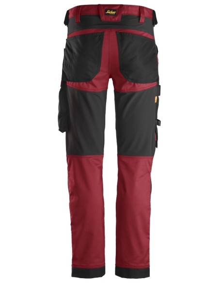 6341 Pantalones largos de trabajo elasticos AllroundWork Slim Fit color rojo/ negro