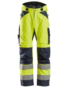 6639 Pantalones largos de trabajo aislantes 37.5 de alta visibiidad clase 2 AllroundWork amarillo/ azul marino
