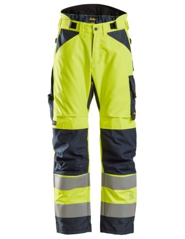 6639 Pantalones largos de trabajo aislantes 37.5 de alta visibiidad clase 2 AllroundWork amarillo/ azul marino