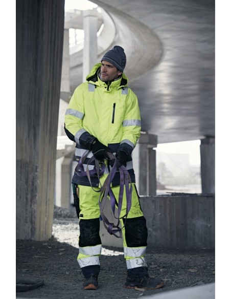 6639 Pantalones largos de trabajo aislantes 37.5 de alta visibiidad clase 2 AllroundWork amarillo/ azul marino