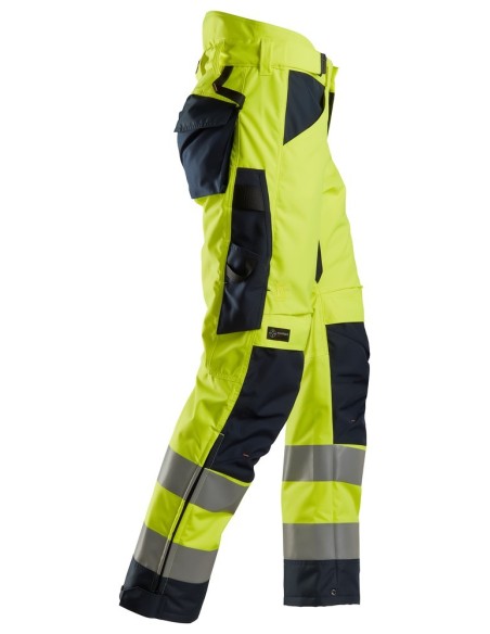 6639 Pantalones largos de trabajo aislantes 37.5 de alta visibiidad clase 2 AllroundWork amarillo/ azul marino