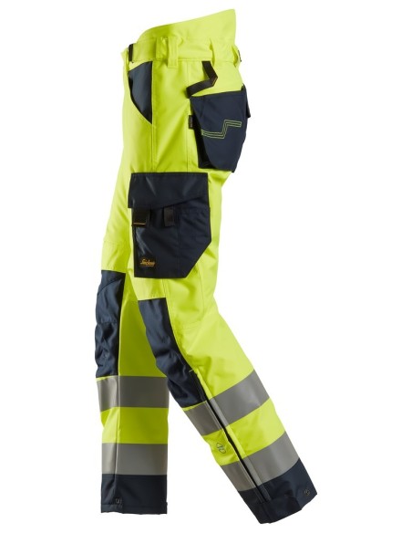 6639 Pantalones largos de trabajo aislantes 37.5 de alta visibiidad clase 2 AllroundWork amarillo/ azul marino