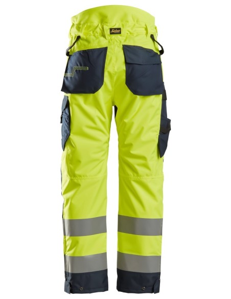 6639 Pantalones largos de trabajo aislantes 37.5 de alta visibiidad clase 2 AllroundWork amarillo/ azul marino