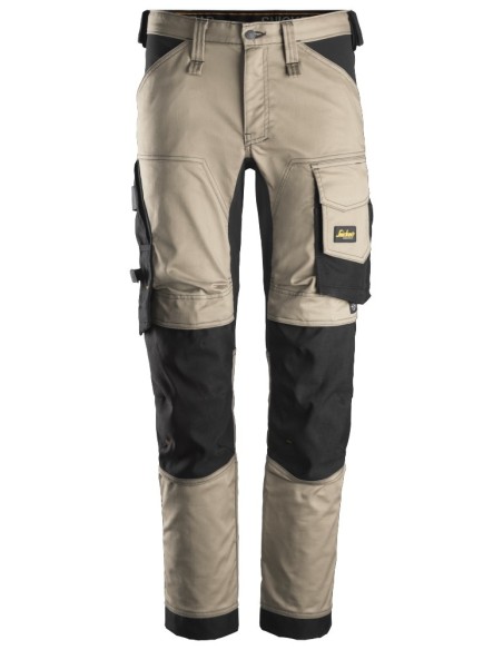 6341 Pantalones largos de trabajo elasticos AllroundWork Slim Fit color beige/ negro
