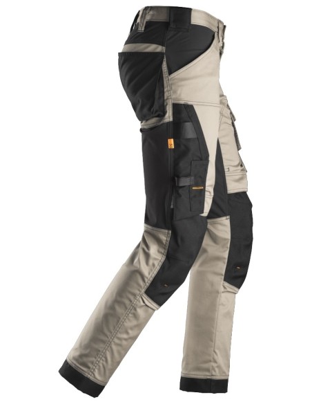 6341 Pantalones largos de trabajo elasticos AllroundWork Slim Fit color beige/ negro
