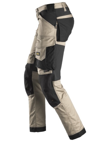 6341 Pantalones largos de trabajo elasticos AllroundWork Slim Fit color beige/ negro