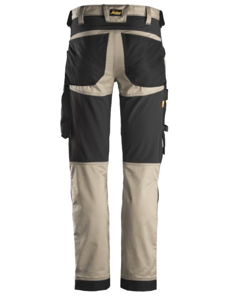 6341 Pantalones largos de trabajo elasticos AllroundWork Slim Fit color beige/ negro