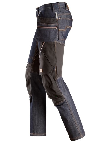 6955 Pantalones largos de trabajo FlexiWork en tejido vaquero con bolsillos flotantes
