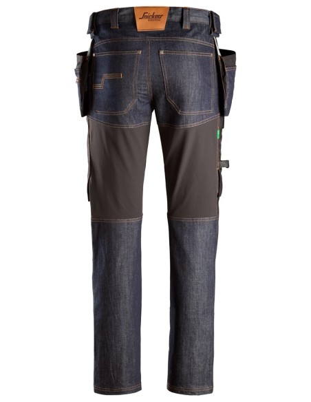 6955 Pantalones largos de trabajo FlexiWork en tejido vaquero con bolsillos flotantes