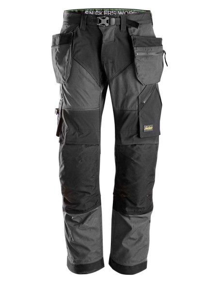 6902 Pantalones largos de trabajo FlexiWork bolsillos flotantes gris acero/ negro