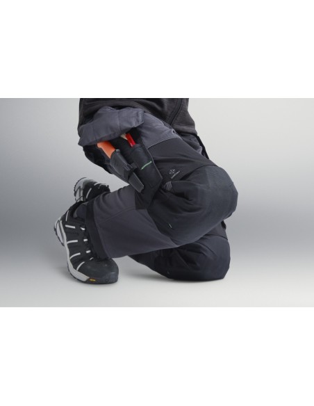 6902 Pantalones largos de trabajo FlexiWork bolsillos flotantes gris acero/ negro