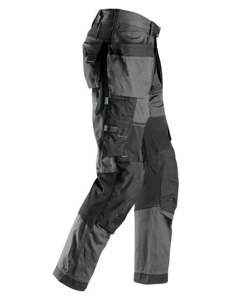 6902 Pantalones largos de trabajo FlexiWork bolsillos flotantes gris acero/ negro