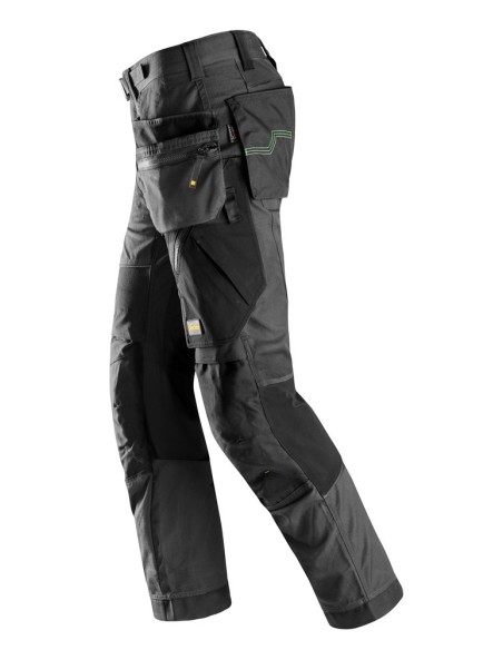 6902 Pantalones largos de trabajo FlexiWork bolsillos flotantes gris acero/ negro