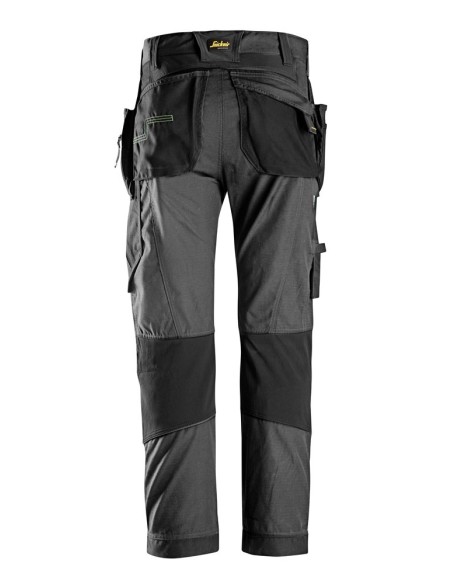 6902 Pantalones largos de trabajo FlexiWork bolsillos flotantes gris acero/ negro