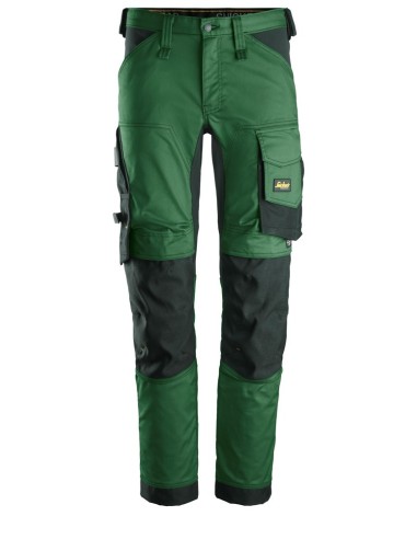 6341 Pantalones largos de trabajo elasticos AllroundWork Slim Fit color verde forestal/ negro
