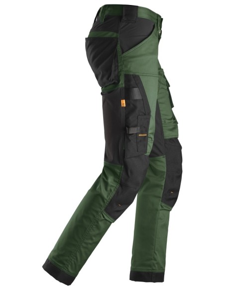 6341 Pantalones largos de trabajo elasticos AllroundWork Slim Fit color verde forestal/ negro