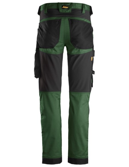 6341 Pantalones largos de trabajo elasticos AllroundWork Slim Fit color verde forestal/ negro