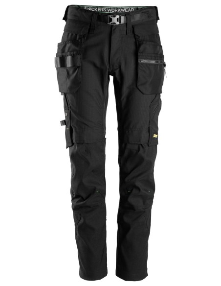 6972 Pantalones largos de trabajo FlexiWork con bolsillos flotantes desmontables negro