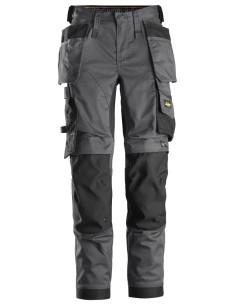 6247 Pantalones largos de trabajo elasticos para mujer con bolsillos flotantes AllroundWork gris acero-negro