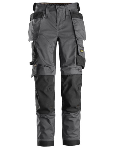 6247 Pantalones largos de trabajo elasticos para mujer con bolsillos flotantes AllroundWork gris acero-negro