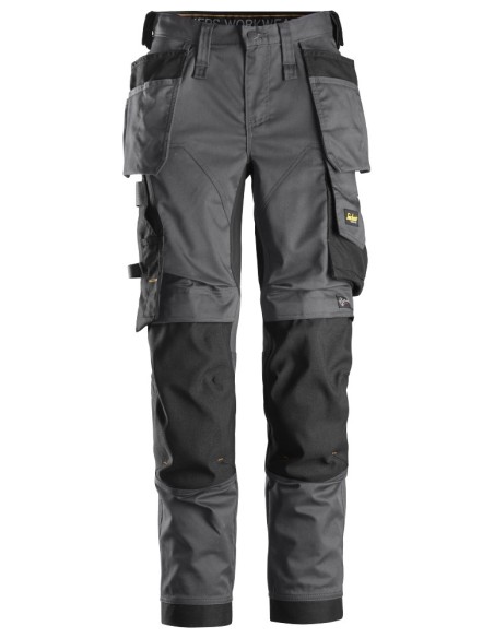 6247 Pantalones largos de trabajo elasticos para mujer con bolsillos flotantes AllroundWork gris acero-negro