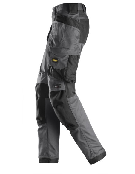 6247 Pantalones largos de trabajo elasticos para mujer con bolsillos flotantes AllroundWork gris acero-negro