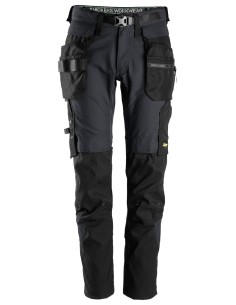 6972 Pantalones largos de trabajo FlexiWork con bolsillos flotantes desmontables gris acero-negro