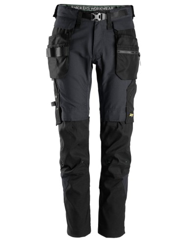 6972 Pantalones largos de trabajo FlexiWork con bolsillos flotantes desmontables gris acero-negro