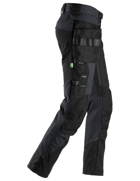 6972 Pantalones largos de trabajo FlexiWork con bolsillos flotantes desmontables gris acero-negro