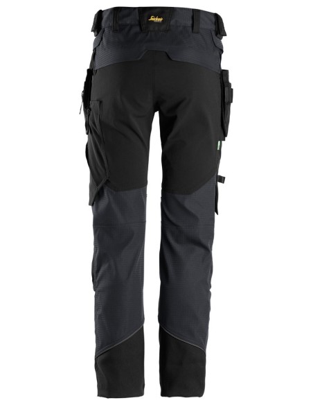 6972 Pantalones largos de trabajo FlexiWork con bolsillos flotantes desmontables gris acero-negro