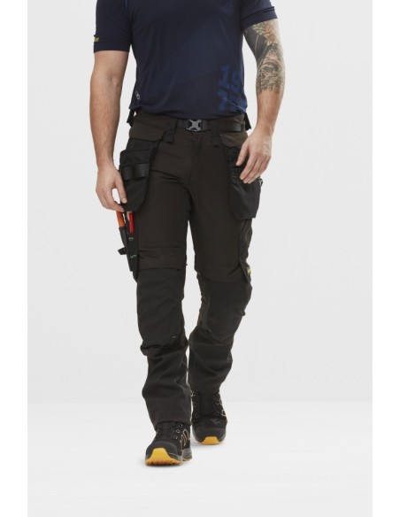6972 Pantalones largos de trabajo FlexiWork con bolsillos flotantes desmontables gris acero-negro