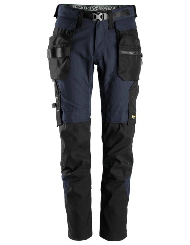 6972 Pantalones largos de trabajo FlexiWork con bolsillos flotantes desmontables azul marino-negro
