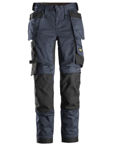 6247 Pantalones largos de trabajo elasticos para mujer con bolsillos flotantes AllroundWork azul marino-negro