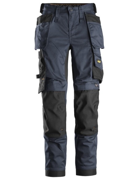 6247 Pantalones largos de trabajo elasticos para mujer con bolsillos flotantes AllroundWork azul marino-negro