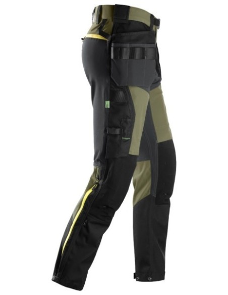 6940 Pantalones largos de trabajo elasticos FlexiWork Softshell Slim Fit bolsillos flotantes verde khaki/ gris acero