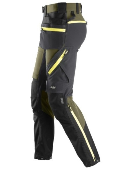 6940 Pantalones largos de trabajo elasticos FlexiWork Softshell Slim Fit bolsillos flotantes verde khaki/ gris acero