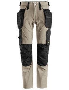 6208 Pantalones largos de trabajo con bolsillos flotantes desmontables LiteWork beige-negro