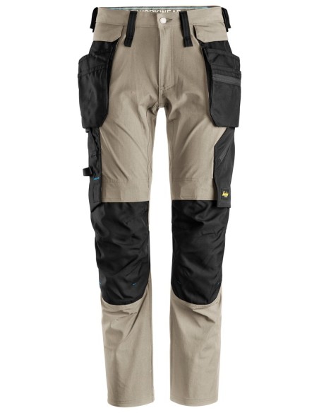 6208 Pantalones largos de trabajo con bolsillos flotantes desmontables LiteWork beige-negro