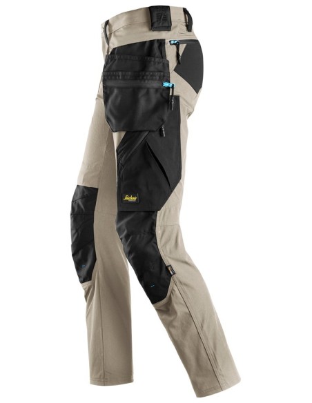 6208 Pantalones largos de trabajo con bolsillos flotantes desmontables LiteWork beige-negro