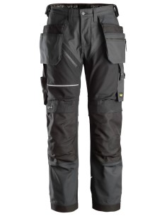 6214 Pantalones largos de trabajo con bolsillos flotantes Canvas+ RuffWork gris acero-negro
