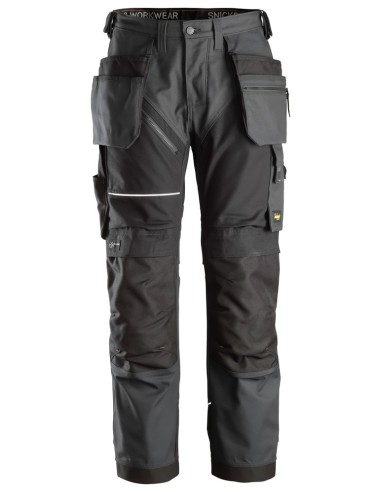 6214 Pantalones largos de trabajo con bolsillos flotantes Canvas+ RuffWork gris acero-negro
