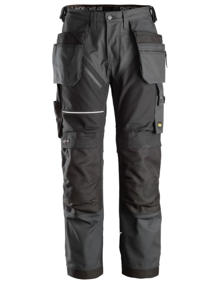 6214 Pantalones largos de trabajo con bolsillos flotantes Canvas+ RuffWork gris acero-negro