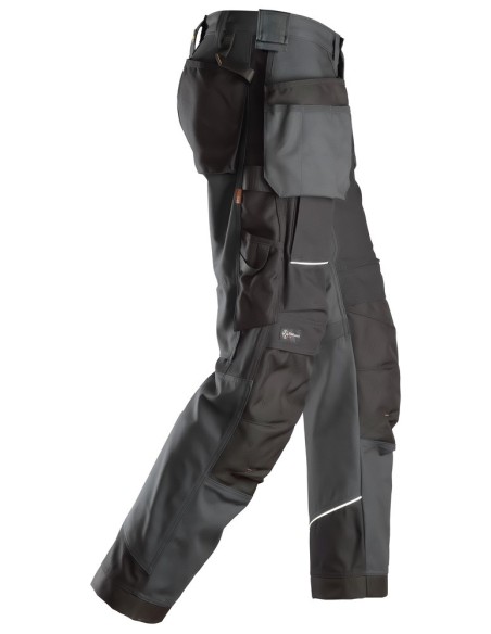 6214 Pantalones largos de trabajo con bolsillos flotantes Canvas+ RuffWork gris acero-negro