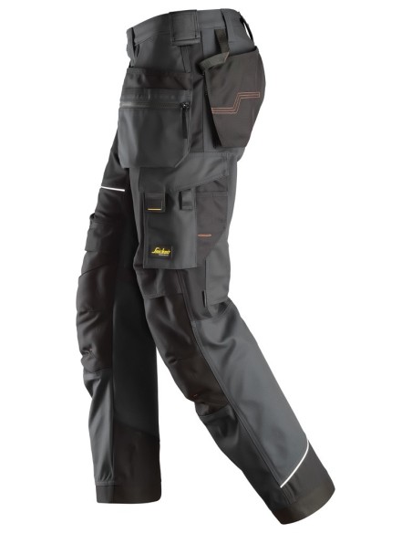 6214 Pantalones largos de trabajo con bolsillos flotantes Canvas+ RuffWork gris acero-negro