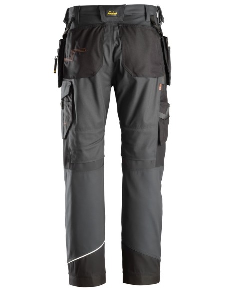 6214 Pantalones largos de trabajo con bolsillos flotantes Canvas+ RuffWork gris acero-negro